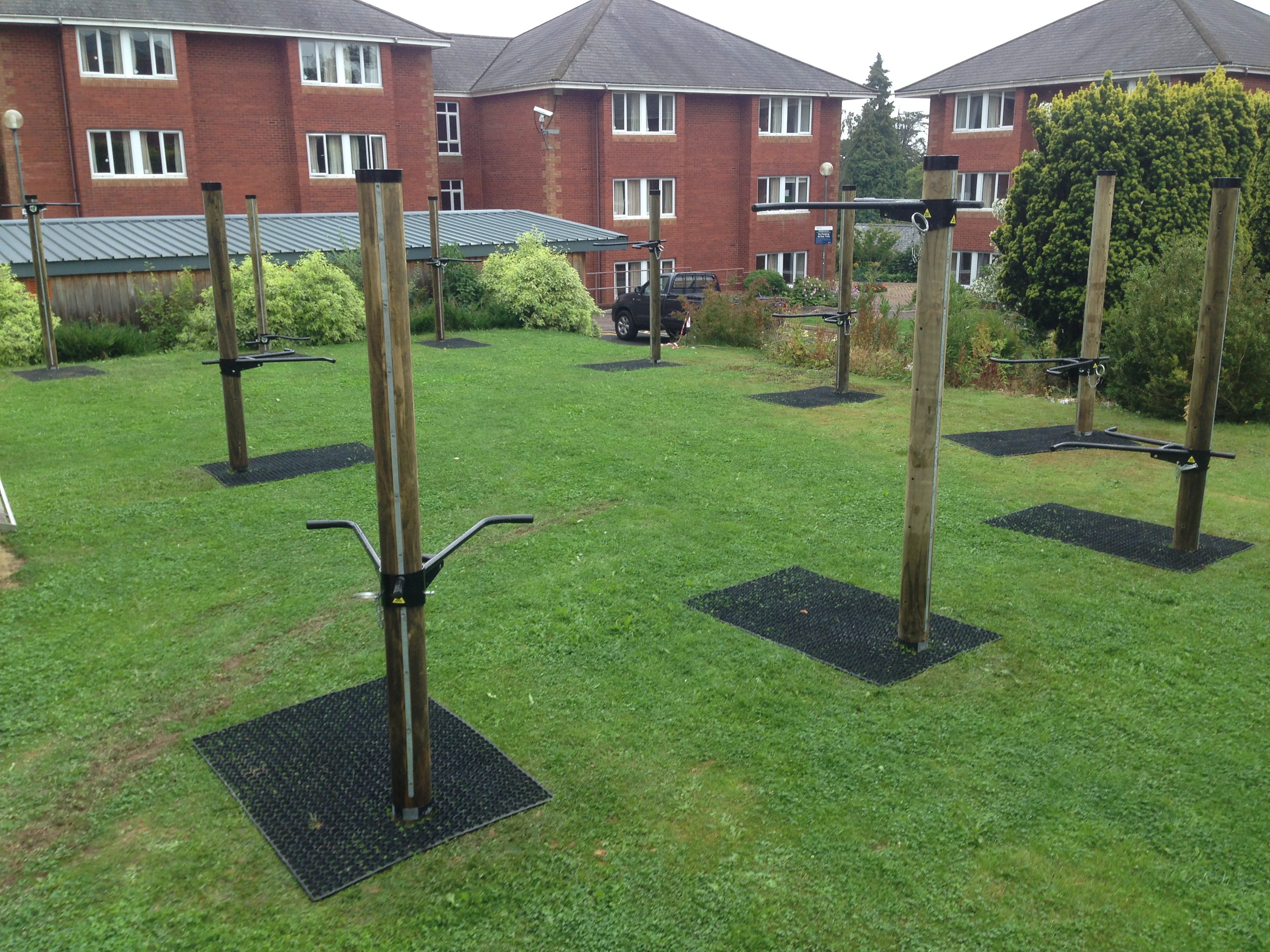 Rubber Grass Mats Under Fitness Trees