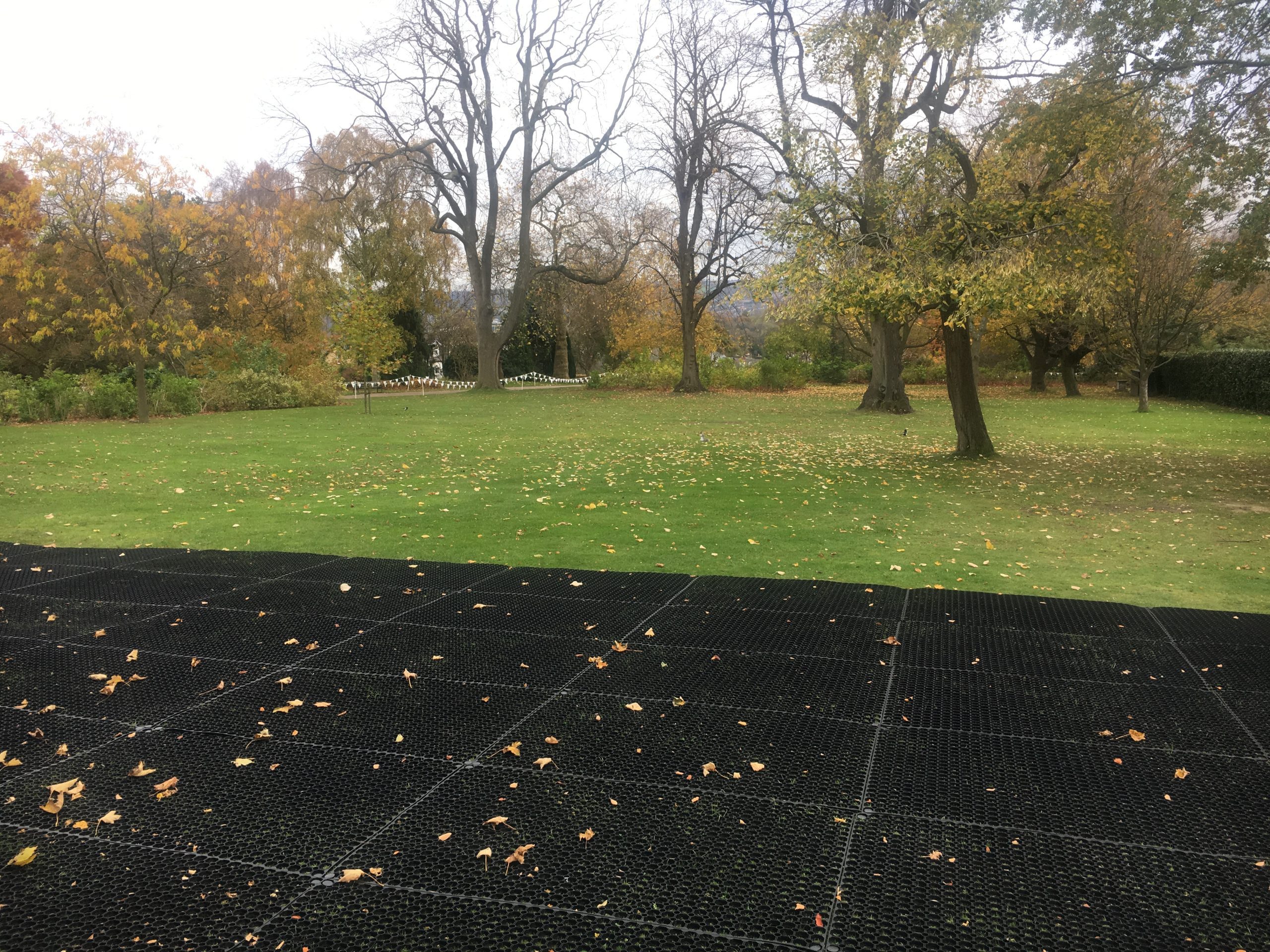 Rubber Grass Mats Installed on a Back Garden