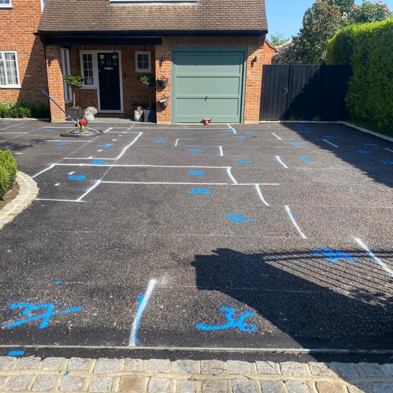 Ocean Grey Resin Bound Gravel Driveway - Bays Marked Out 2