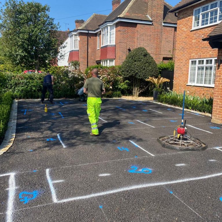 Ocean Grey Resin Bound Gravel Driveway - Bays Marked Out