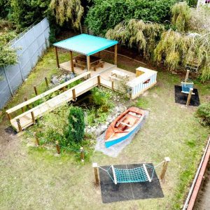 Aerial View Of Hammocks, Pond & Outdoor Classroom