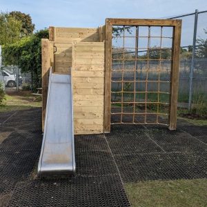 Climbing Frame With Rubber Grass Mats Under