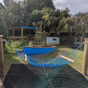 Hammock Installed Over Rubber Grass Mats