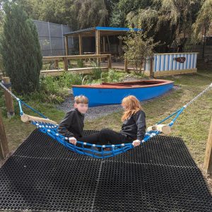 Hammock On Rubber Grass Mats In Use