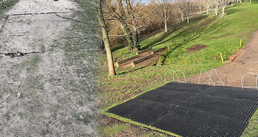 Rubber Grass Mats Protecting Newly Laid Turf At Bedford County Golf Club