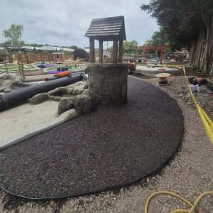 Rubber Mulch Pathway Around a Well