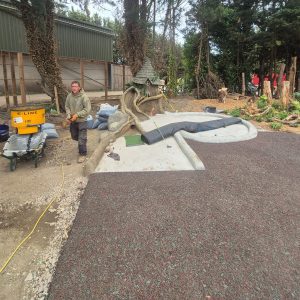 Rubber Mulch Pathway Being Installed