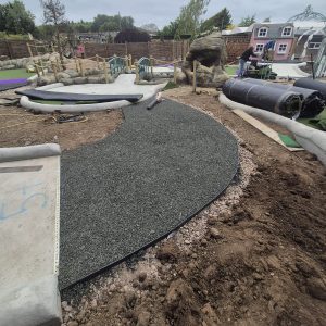 Rubber Mulch Pathway Connecting 2 Holes