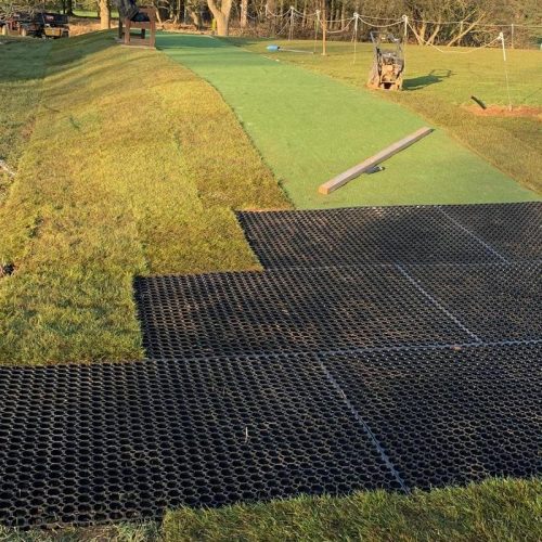 7th Tee - Rubber Grass Mats Installation In Progress