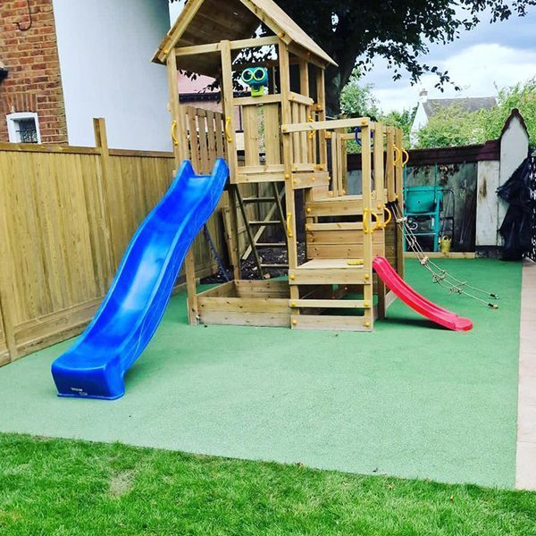 Climbing Frame Installed on Green Rubber Safety Surface