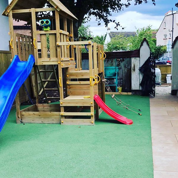 Green Rubber Safety Surface Under Play Area