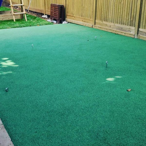Green Wet Pour Rubber Surface Installed