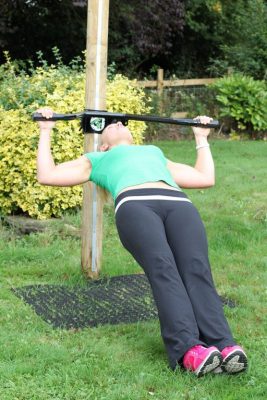 Inverted Row Wide Grip With Fitness Tree On Rubber Grass Mat