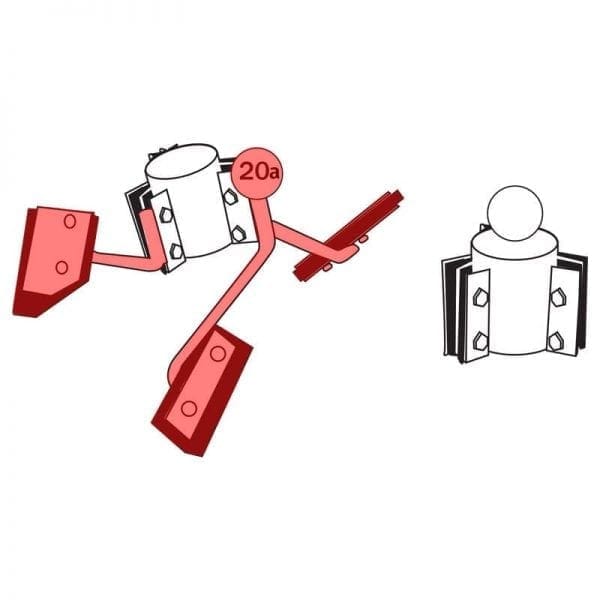 100.020A | Mixer arms w/rubber, 3 pcs. Wo/cross joint